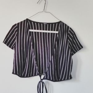 90s Black and White Striped Crop Top